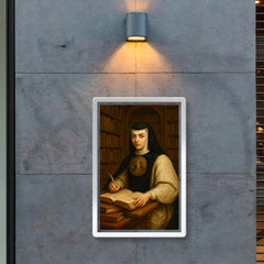 Sor Juana Inés de la Cruz in library poster 2