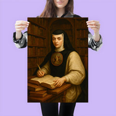 Sor Juana Inés de la Cruz in library poster 3