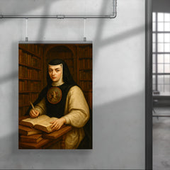 Sor Juana Inés de la Cruz in library poster 4