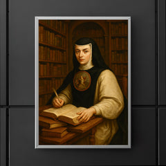 Sor Juana Inés de la Cruz in library poster 5