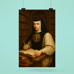 Sor Juana Inés de la Cruz in library poster 6