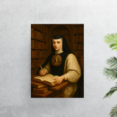 Sor Juana Inés de la Cruz in library poster 7