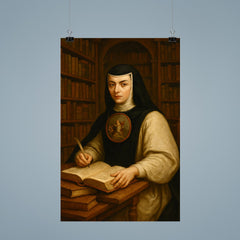 Sor Juana Inés de la Cruz in library poster 9
