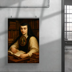 Sor Juana Inés de la Cruz with books poster 4