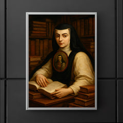 Sor Juana Inés de la Cruz with books poster 5