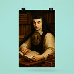 Sor Juana Inés de la Cruz with books poster 6