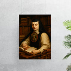 Sor Juana Inés de la Cruz with books poster 7