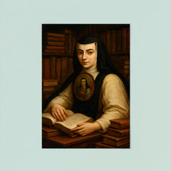 Sor Juana Inés de la Cruz with books poster 8