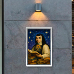 Sor Juana Ines de la Cruz among books and stars poster 2
