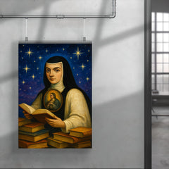Sor Juana Ines de la Cruz among books and stars poster 4