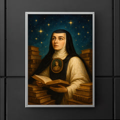 Sor Juana Ines de la Cruz among books and stars poster 5