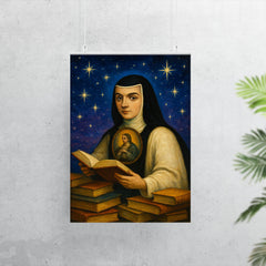 Sor Juana Ines de la Cruz among books and stars poster 7
