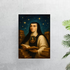 Sor Juana Ines de la Cruz among books and stars poster 7