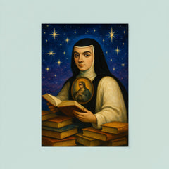Sor Juana Ines de la Cruz among books and stars poster 8