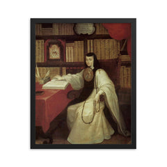 Sor Juana Ines de la Cruz framed print on a plain backdrop in size 16"x20".