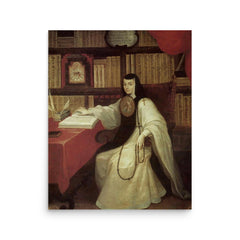 Sor Juana Ines de la Cruz poster on a plain backdrop in size 16"x20".