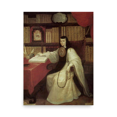 Sor Juana Ines de la Cruz poster on a plain backdrop in size 18"x24".