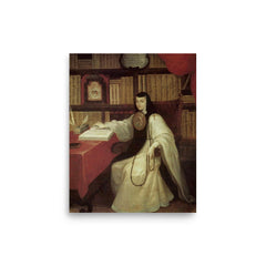 Sor Juana Ines de la Cruz poster on a plain backdrop in size 8"x10".