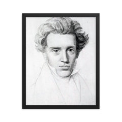 Soren Kierkegaard framed print on a plain backdrop in size 16"x20".