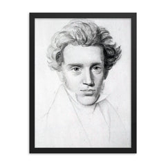 Soren Kierkegaard framed print on a plain backdrop in size 18"x24".