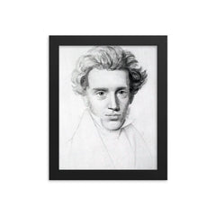 Soren Kierkegaard framed print on a plain backdrop in size 8"x10".