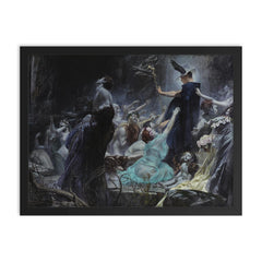 Souls on the Banks of the Acheron by Adolf Hirémy-Hirschl framed print on a plain backdrop in size 18"x24".
