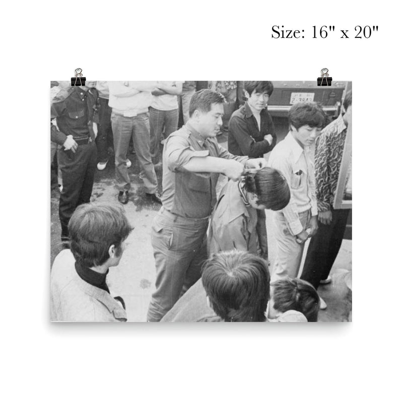 South Korean Soldier Cutting Hair During 1970s Crackdown poster 2
