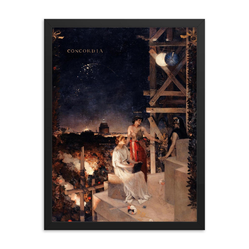 Souvenir de fete a Paris by Jean-Charles Cazin, 1881 framed print on a plain backdrop in size 18