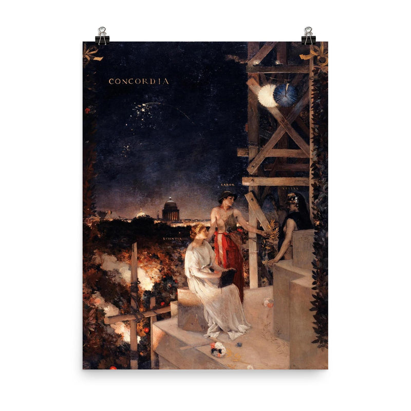 Souvenir de fete a Paris by Jean-Charles Cazin, 1881 poster on a plain backdrop in size 8
