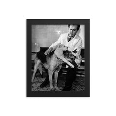 Soviet Scientist Vladimir Demikhov with 2-Headed Dog, 1959 framed print on a plain backdrop in size 8"x10".