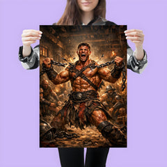 Spartacus breaking chains in gladiator barracks poster 3