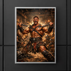 Spartacus breaking chains in gladiator barracks poster 5