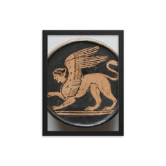 Sphinx of Hatshepsut framed print on a plain backdrop in size 12"x16".