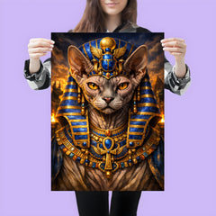 Sphynx cat pharaoh with lapis crown poster 3