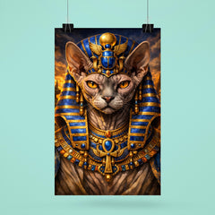 Sphynx cat pharaoh with lapis crown poster 6