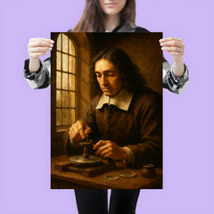 Spinoza grinding lenses by window light poster 3
