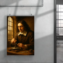 Spinoza grinding lenses by window light poster 4