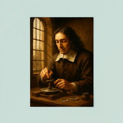 Spinoza grinding lenses by window light poster 8
