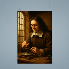 Spinoza grinding lenses by window light poster 9
