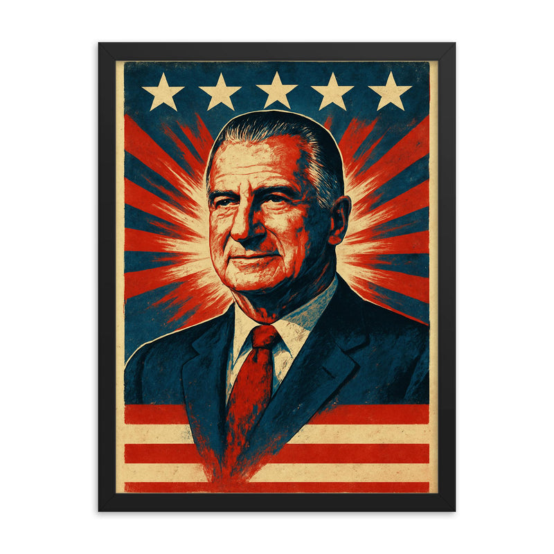 Spiro Agnew framed print on a plain backdrop in size 18