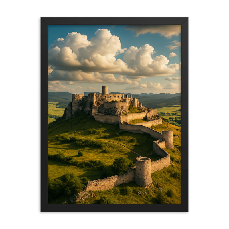 Spis Castle Slovakia framed print on a plain backdrop in size 18