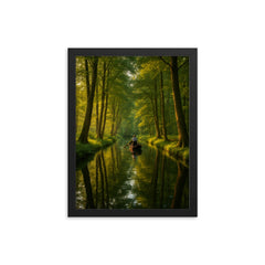 Spreewald Canals and Forest Germany framed print on a plain backdrop in size 12"x16".