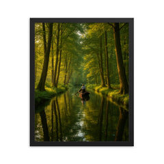 Spreewald Canals and Forest Germany framed print on a plain backdrop in size 16"x20".