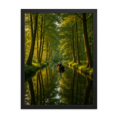 Spreewald Canals and Forest Germany framed print on a plain backdrop in size 18"x24".