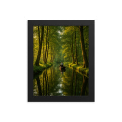 Spreewald Canals and Forest Germany framed print on a plain backdrop in size 8"x10".