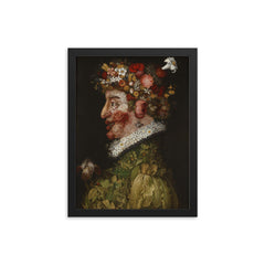 Spring (La Primavera) by Giuseppe Arcimboldo, 1563 framed print on a plain backdrop in size 12"x16".