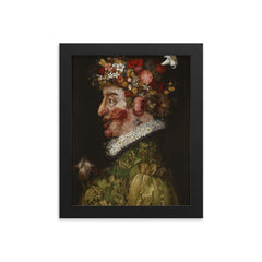 Spring (La Primavera) by Giuseppe Arcimboldo, 1563 framed print on a plain backdrop in size 8"x10".