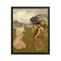 Spring Dance by Arthur F. Mathews, 1917 framed print on a plain backdrop in size 16"x20".