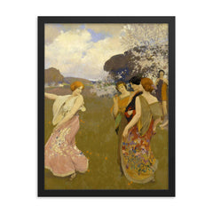 Spring Dance by Arthur F. Mathews, 1917 framed print on a plain backdrop in size 18"x24".