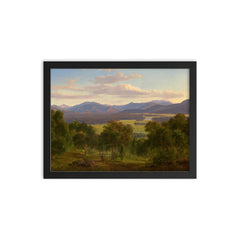 Spring in the Valley of the Mitta Mitta with Bogong Ranges by Eugene von Guerard framed print on a plain backdrop in size 12"x16".